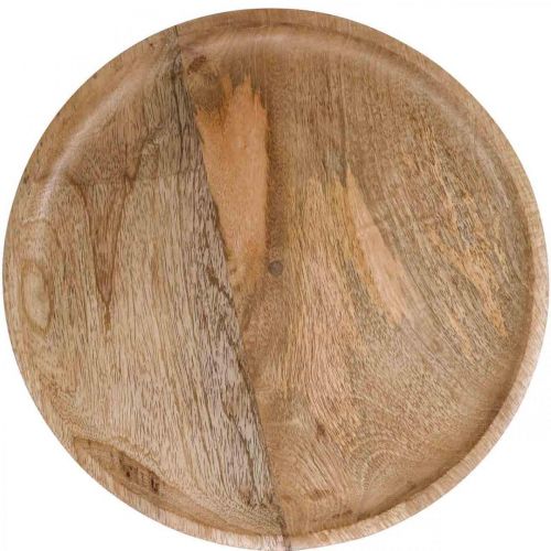 Floristik24 Plateau bois, plateau déco, assiette déco ronde Ø30cm H12cm