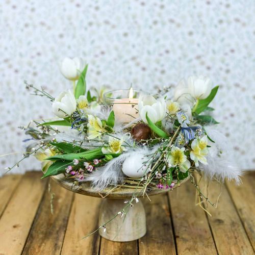 Floristik24 Assiette à gâteau, plateau à gâteau, bois naturel lavé blanc, shabby chic Ø29.5cm H15.5cm