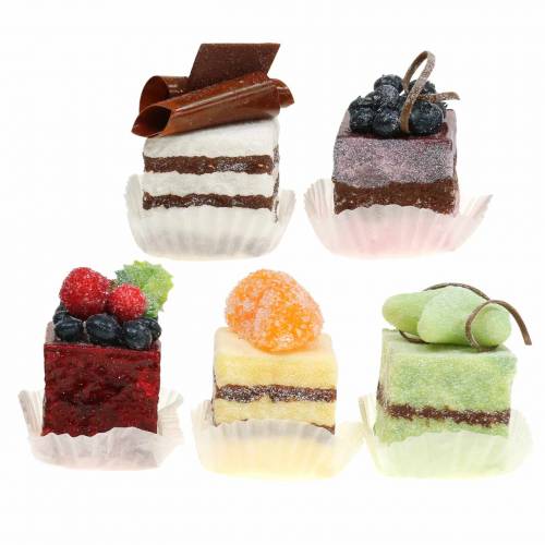 Floristik24 Morceaux de gâteau triés artificiellement 4×4cm 5pcs