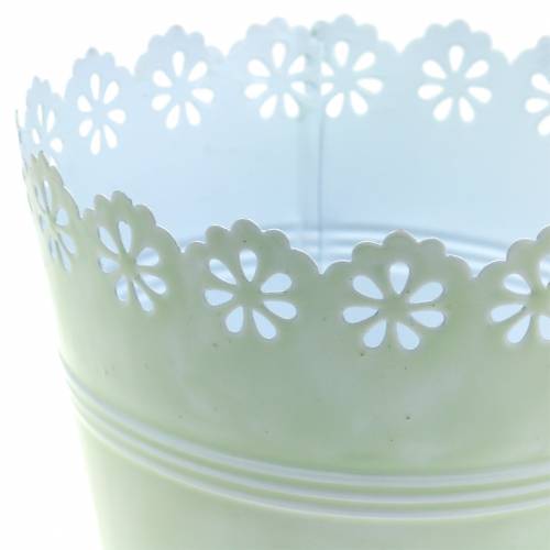 Floristik24 Jardinière ornement fleur vert clair Ø15cm H15cm