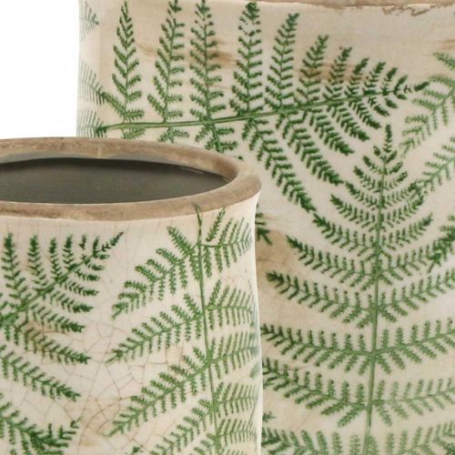 Floristik24 Jardinière faïence fougère cache-pot céramique Ø15/10,5cm lot de 2