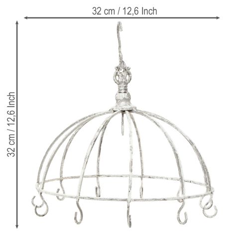 Article Couronne de cuisine Patère de cuisine Métal Blanc Shabby Chic Ø31,5cm