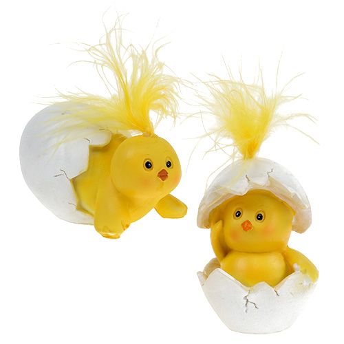 Floristik24 Poussins jaunes dans l’œuf 8 – 12 cm 4 p.