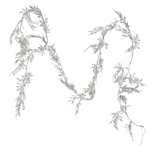 Floristik24 Guirlande artificielle guirlande de feuilles de fougère à paillettes argentées 180cm 3 pcs