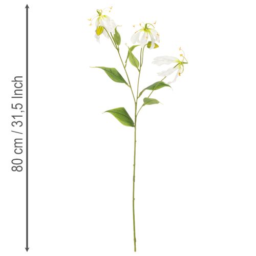 Fleur artificielle Gloriosa, blanche et jaune, élégante branche fleurie décorative, 80 cm, lot de 3 | Floristik24.be