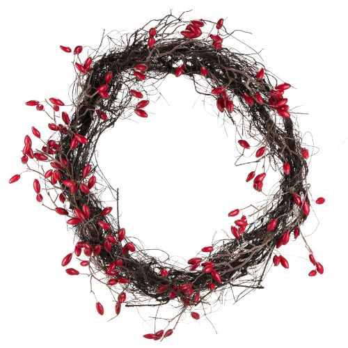 Floristik24 Couronne de cynorhodon artificielle décoration couronne d&#39;automne rouge Ø50cm