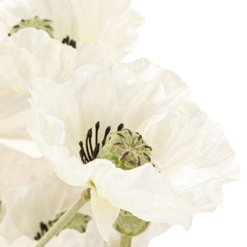 Article Coquelicots artificiels en fleurs de soie blanche L78 6 pièces