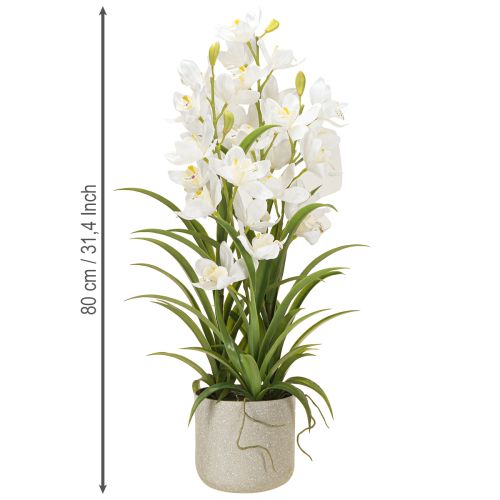Article Orchidées artificielles en pot avec fleurs blanches H80cm