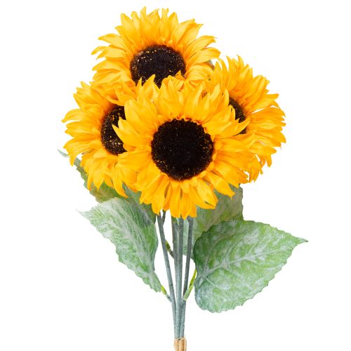 Article Tournesol artificiel décoratif avec feuilles jaunes 58 cm, lot de 4
