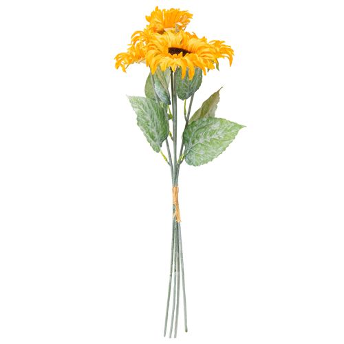 Article Tournesol artificiel décoratif avec feuilles jaunes 58 cm, lot de 4