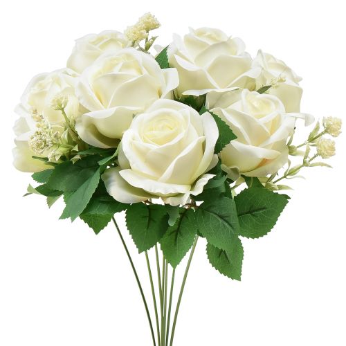 Article Roses artificielles Bouquet de fleurs artificielles Roses blanches Pick 42cm