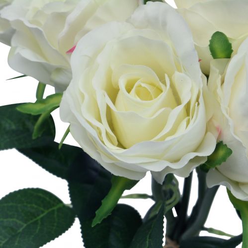 Article Roses artificielles en bouquet blanc 30cm 8 pcs