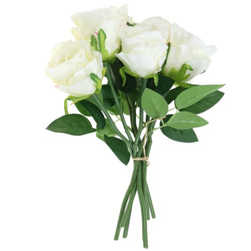 Roses artificielles en bouquet blanc 30cm 8 pcs | Floristik24.be