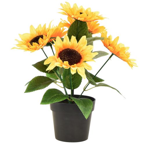 Article Tournesol artificiel en pot fleur en soie décoration estivale H28cm