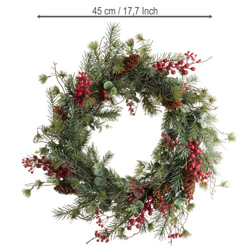 Article Couronne de l&#39;Avent artificielle baies rouges couronne décorative Ø45cm
