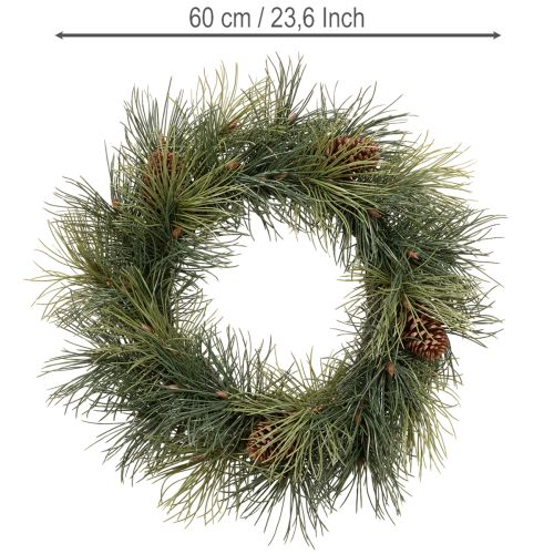 Couronne artificielle de branches de pin avec pommes de pin 60 cm | Floristik24.be
