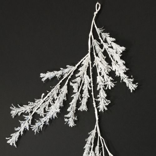 Floristik24 Branche artificielle décorative d&#39;hiver, décoration d&#39;hiver givrée blanche 124 cm