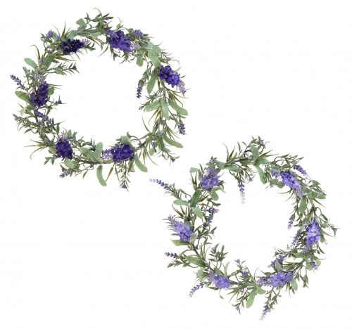 Couronne de fleurs artificielles lavande Couronne de lavande méditerranéenne Ø35cm 2pcs