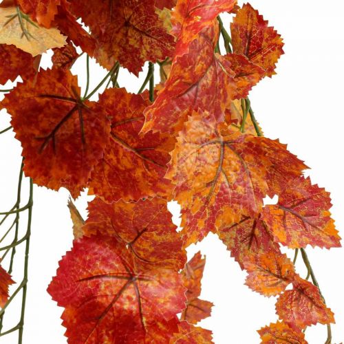 Article Feuilles de vigne artificielles branches suspendues rouge orange L95cm