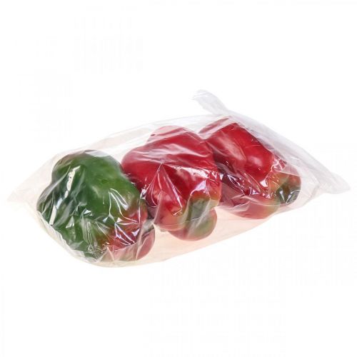 Floristik24 Décoration de légumes artificiels poivron rouge vert Ø 8cm H13cm 3pcs