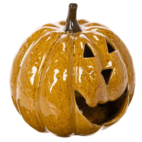 Citrouille en céramique avec visage, décoration LED, Halloween, 19 cm