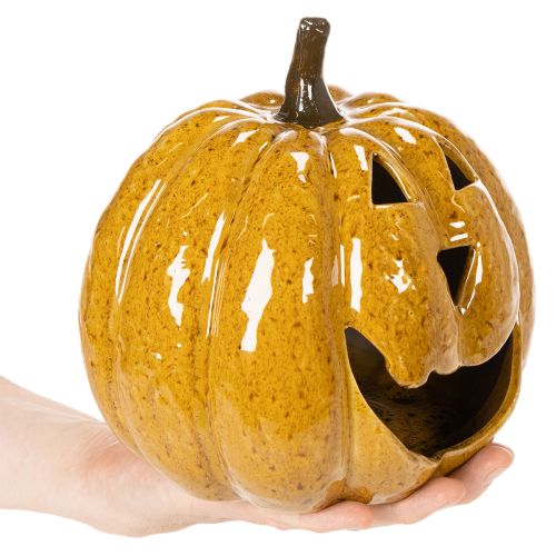 Citrouille en céramique avec visage, décoration LED, Halloween, 19 cm | Floristik24.be