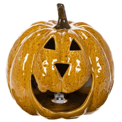 Citrouille en céramique avec visage, décoration LED, Halloween, 19 cm | Floristik24.be