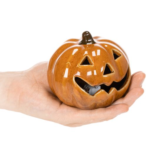 Citrouille en céramique avec LED, petite décoration d'Halloween de 10 cm | Floristik24.be