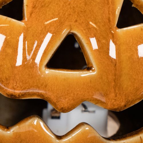 Citrouille en céramique avec LED, petite décoration d'Halloween de 10 cm | Floristik24.be