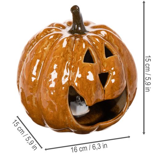 Citrouille en céramique décorative d'Halloween avec LED, 15 cm | Floristik24.be
