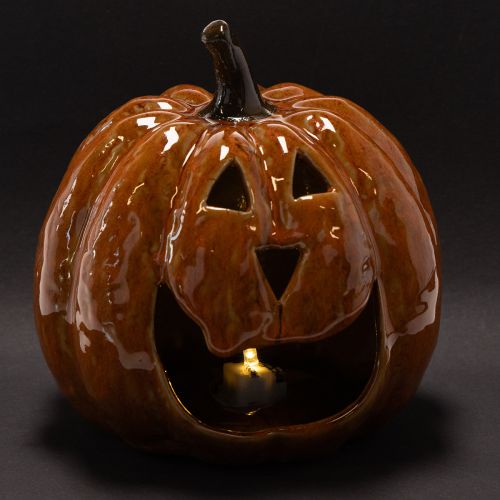 Citrouille en céramique décorative d'Halloween avec LED, 15 cm | Floristik24.be