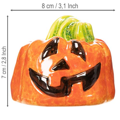 Figurine décorative de citrouille en céramique pour l'automne et Halloween, 8 cm | Floristik24.be