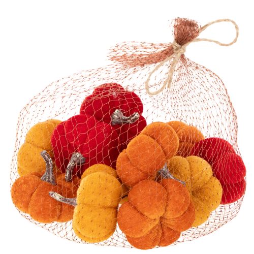 Ensemble décoratif de citrouilles en velours tricolore, mini-citrouilles de 5 cm, 12 pièces | Floristik24.be