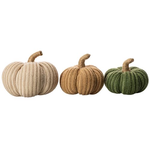 Citrouilles décoratives tricotées, décoration d'automne, 10 cm, lot de 6 | Floristik24.be
