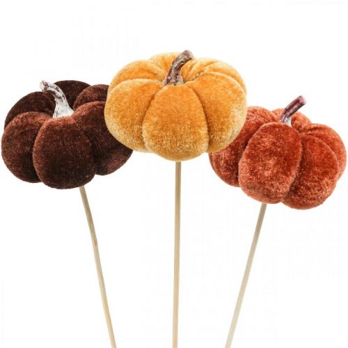 Floristik24 Déco Citrouille Déco Bouchons Orange, Marron Souple Ø6.5m 9pcs