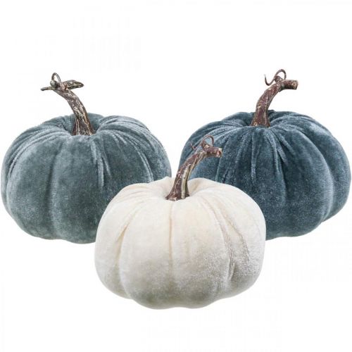 Floristik24 Décoration citrouille automne beige gris floqué H11cm Ø12cm 3 pcs