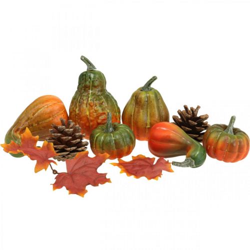 Floristik24 Cônes déco citrouille feuilles d&#39;automne set de décoration d&#39;automne 5-11cm