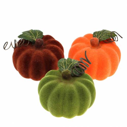 Floristik24 Mini citrouille floquée orange, verte, rouge Ø9cm 6pcs