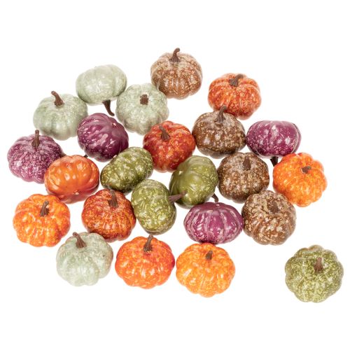 Ensemble de 24 mini citrouilles décoratives, décorations d'automne et d'Halloween, couleurs assorties, 4 cm | Floristik24.be