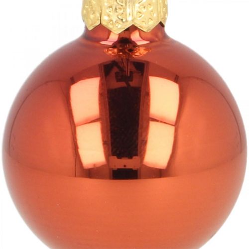 Article Mini boules de Noël en verre rouge rouille mat/brillant Ø2cm 44pcs