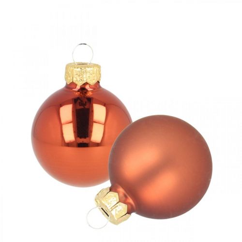 Floristik24 Mini boules de Noël en verre rouge rouille mat/brillant Ø2cm 44pcs