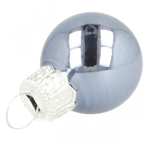 Article Mini boules de Noël en verre bleu mat/brillant Ø2cm 44 pièces