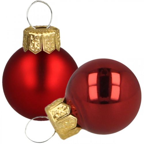 Article Mini boules de Noël en verre rouge mat/brillant Ø2cm 44 pièces