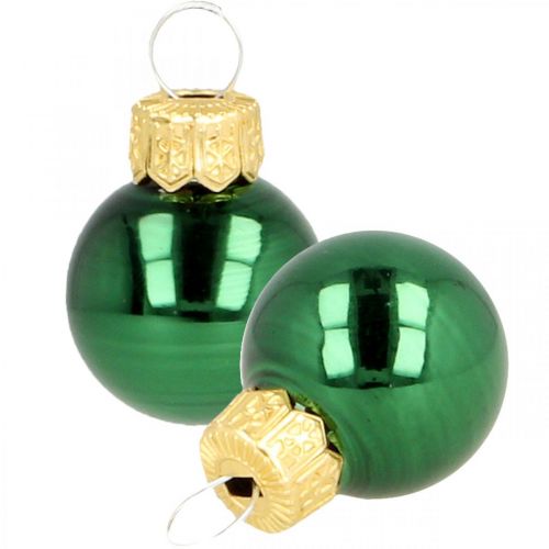 Article Mini boules de Noël verre vert mat/brillant Ø2cm 44p