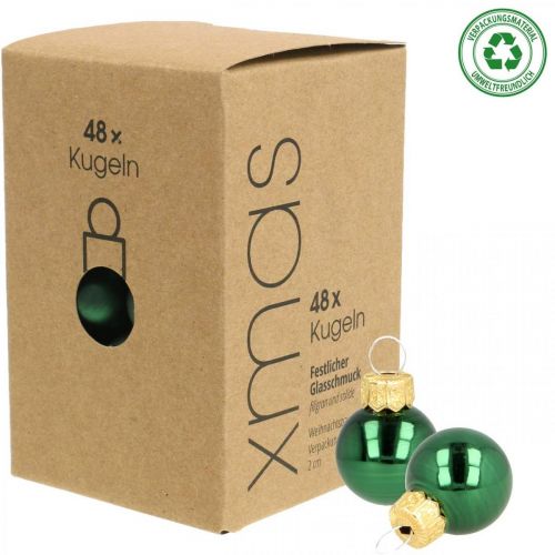 Floristik24 Mini boules de Noël verre vert mat/brillant Ø2cm 44p