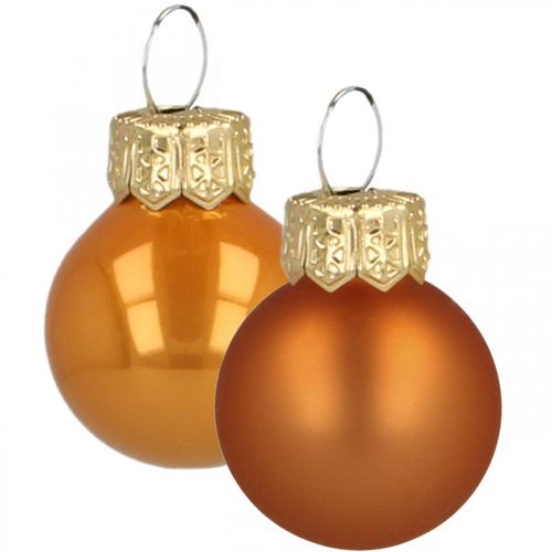 Article Mini boules de Noël verre orange mat/brillant Ø2cm 44p