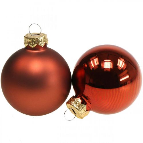 Floristik24 Boules de Noël en verre boules rouge rouille mat/brillant Ø4cm 60p