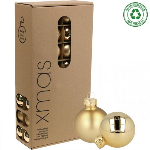 Floristik24 Boules de Noël en verre boule de verre dorée mat/brillant Ø4cm 60 pcs