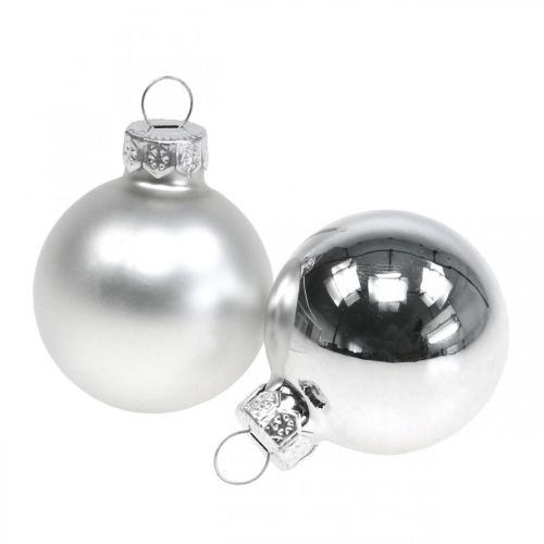 Article Boules de Noël en verre boule argentée mat/brillant Ø4cm 60 pcs