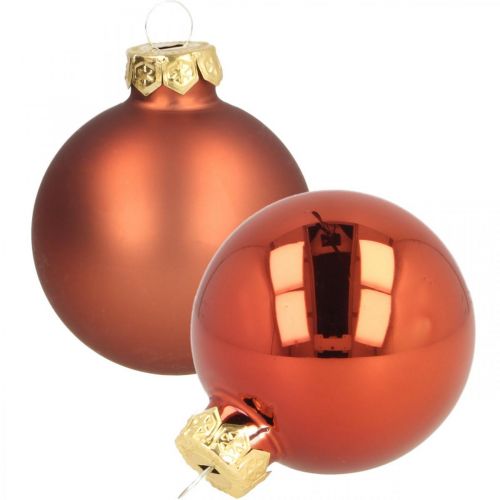 Floristik24 Boules de Noël en verre rouge rouille mat brillant Ø5,5cm 26pcs